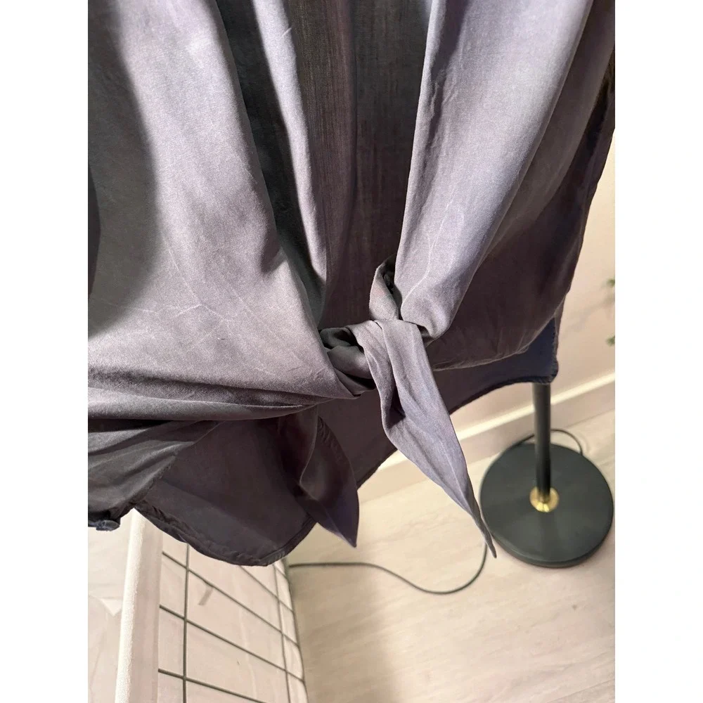 Maeve tencel tie front loose fit flowy comfort slate gray cooling‎ layer SM euc